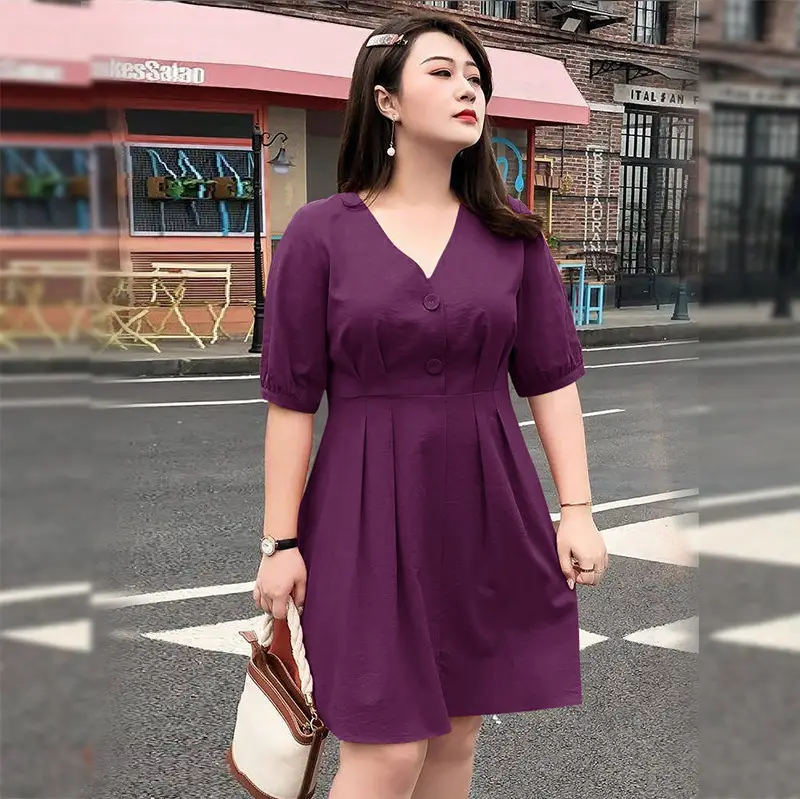 Fat Sister Large Size Women Dress 200 Jin 2022 New French Niche Very Fairy Belly Covering Dress Age-reducing Summer - Image 9