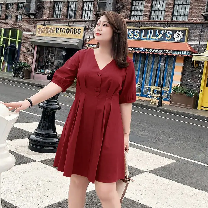 Fat Sister Large Size Women Dress 200 Jin 2022 New French Niche Very Fairy Belly Covering Dress Age-reducing Summer — feature 18
