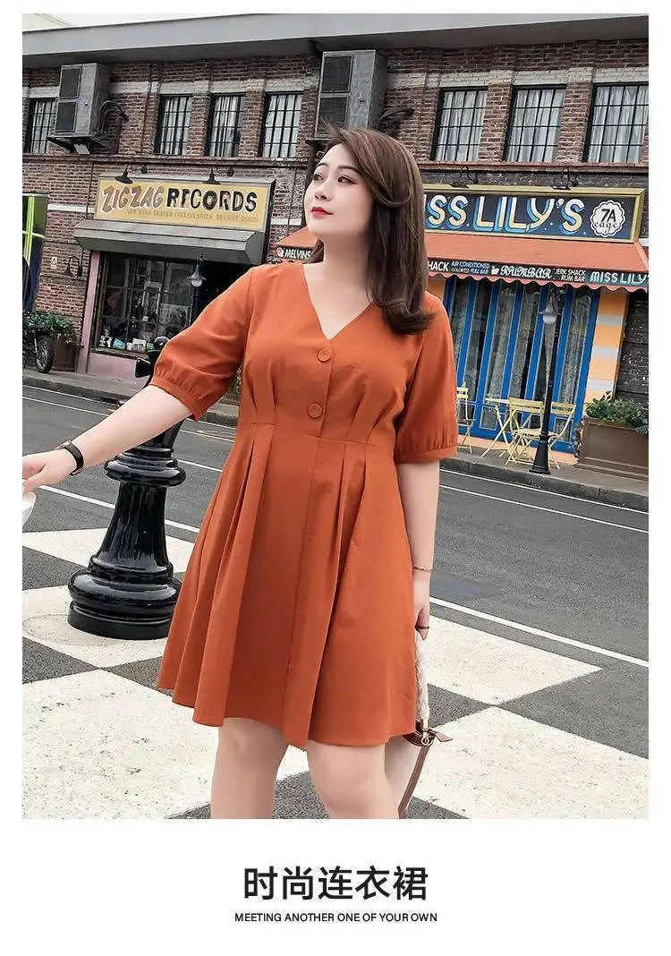 Fat Sister Large Size Women Dress 200 Jin 2022 New French Niche Very Fairy Belly Covering Dress Age-reducing Summer — feature 2