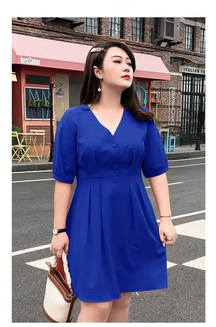 Fat Sister Large Size Women Dress 200 Jin 2022 New French Niche Very Fairy Belly Covering Dress Age-reducing Summer — feature 23