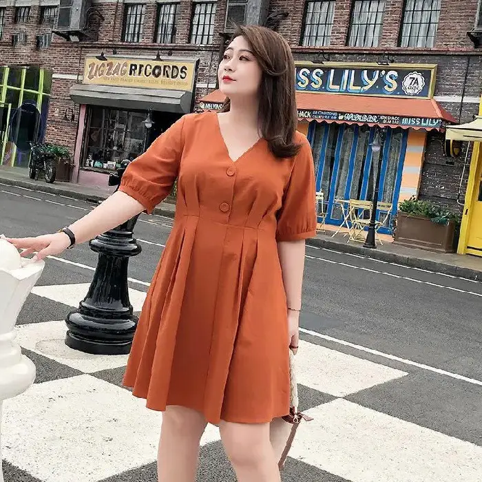 Fat Sister Large Size Women Dress 200 Jin 2022 New French Niche Very Fairy Belly Covering Dress Age-reducing Summer - Image 5