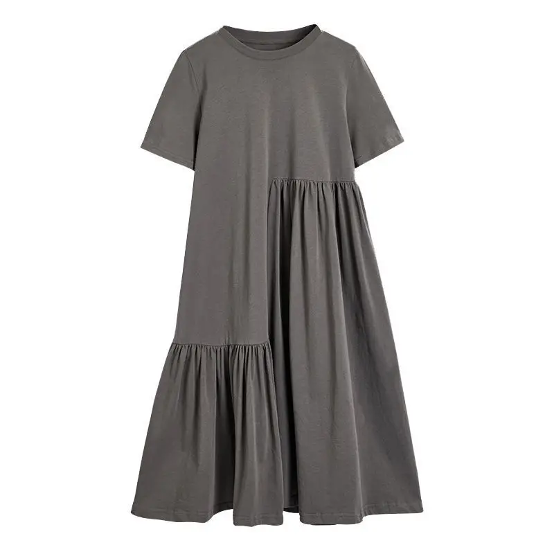 Maternity Dress Grey Asymmetrical Mid Length Summer Loose