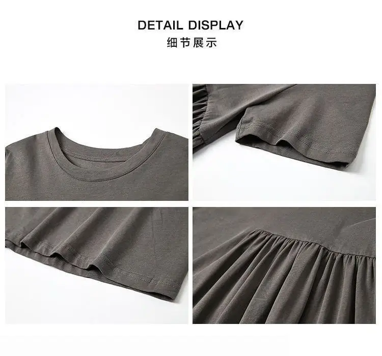 Maternity Dress Grey Asymmetrical Mid Length Summer Loose — feature 3