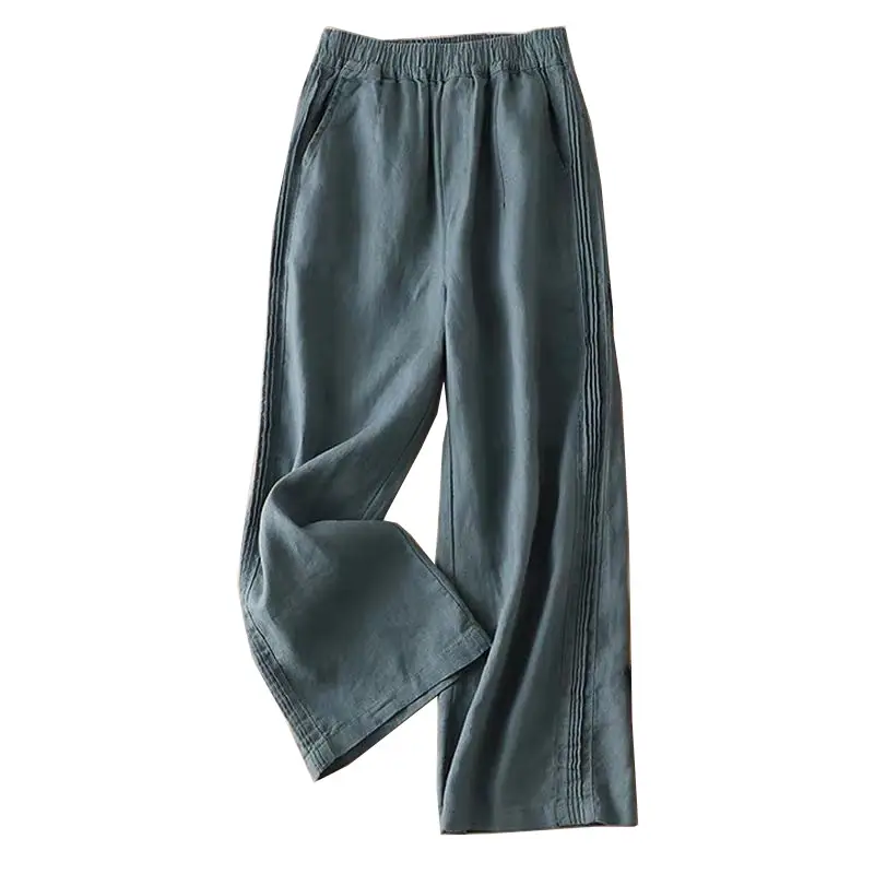 Women's 2022 Wide-leg Pants Cotton Linen Slimming High Waist - Image 5