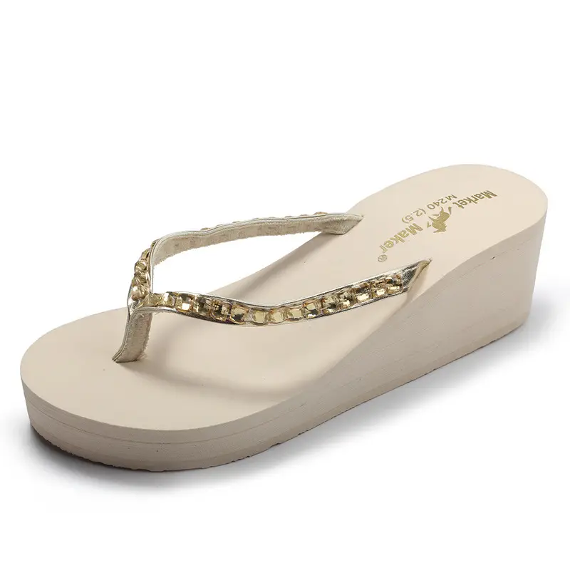 2021 Black Rhinestone Wedge Sandals for Women