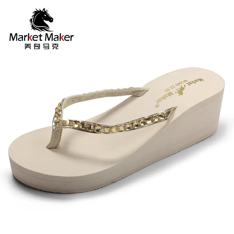 2021 Black Rhinestone Wedge Sandals for Women