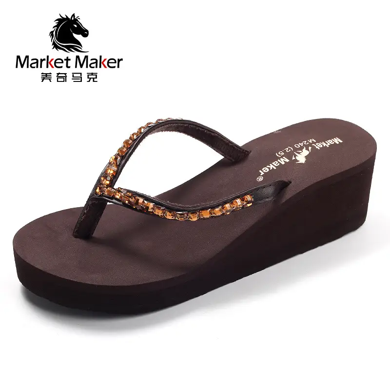 2021 Black Rhinestone Wedge Sandals for Women