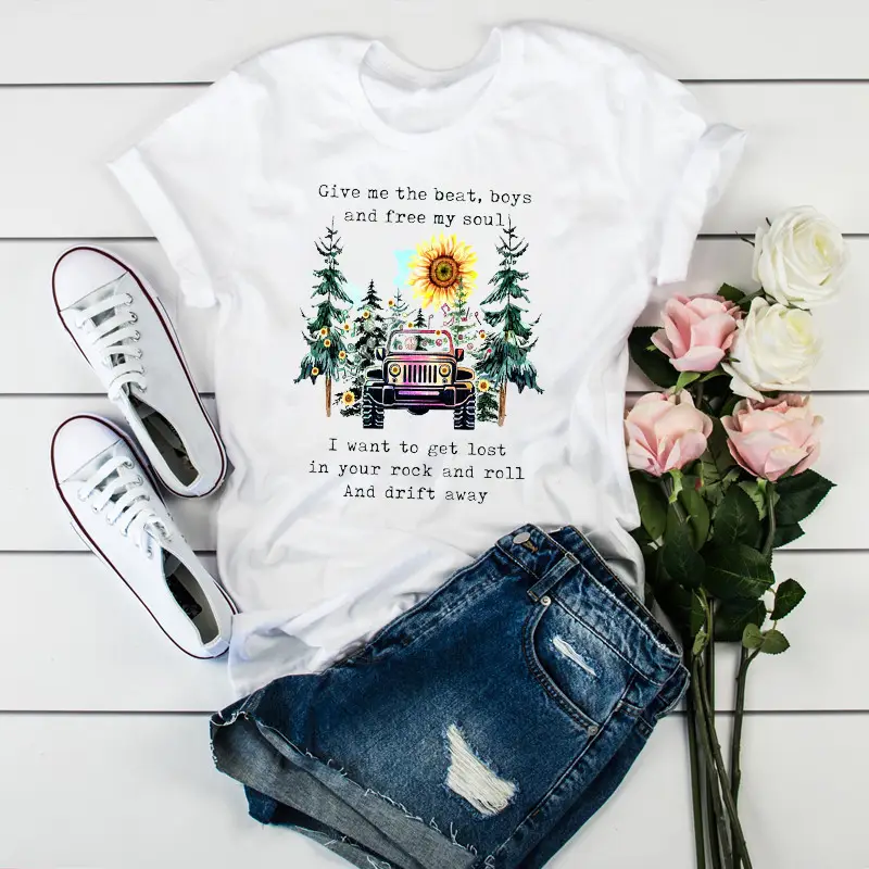Women Leopard Heartbeat Printed T-Shirt White Short Sleeve