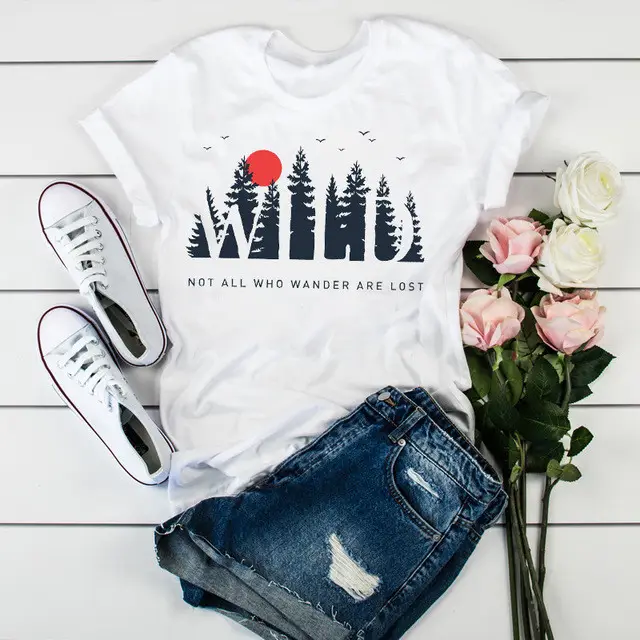 Women Leopard Heartbeat Printed T-Shirt White Short Sleeve