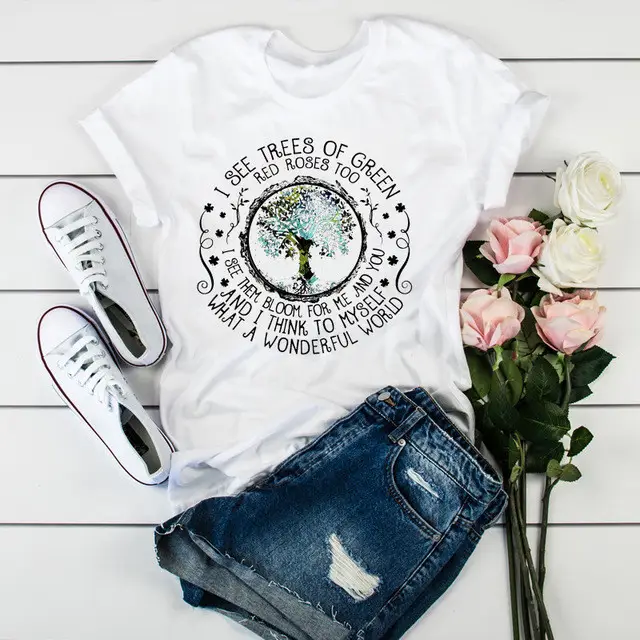 Women Leopard Heartbeat Printed T-Shirt White Short Sleeve