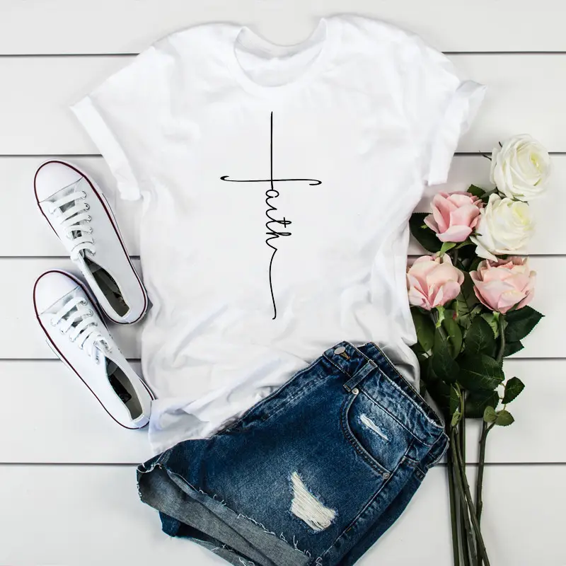 Women Leopard Heartbeat Printed T-Shirt White Short Sleeve