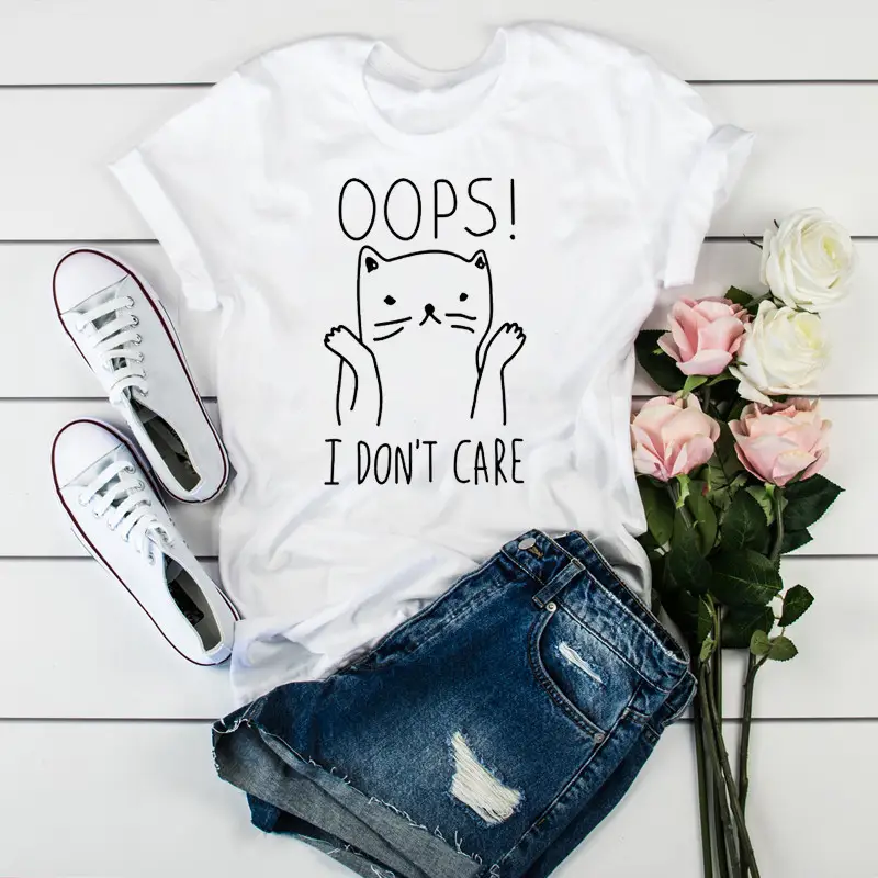 Women Leopard Heartbeat Printed T-Shirt White Short Sleeve