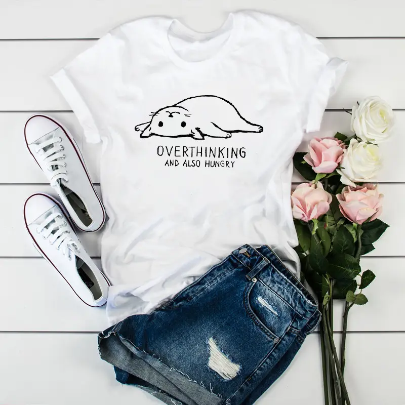 Women Leopard Heartbeat Printed T-Shirt White Short Sleeve