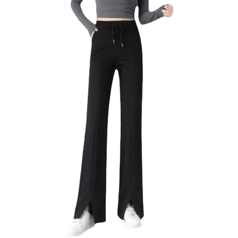 Women Black Wide Leg Flared Pants High Waist 2025 - Image 6