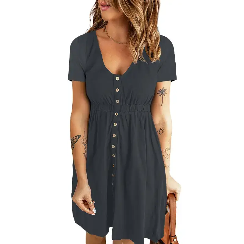 2026 Spring Summer V-Neck Short Sleeve Dress - Image 16