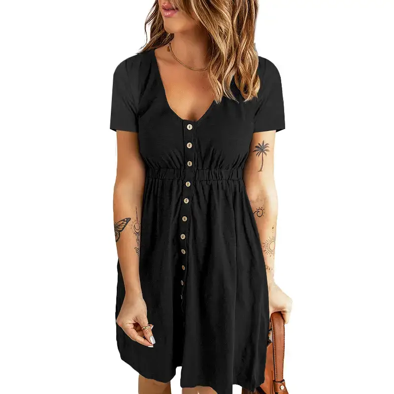 2026 Spring Summer V-Neck Short Sleeve Dress - Image 7