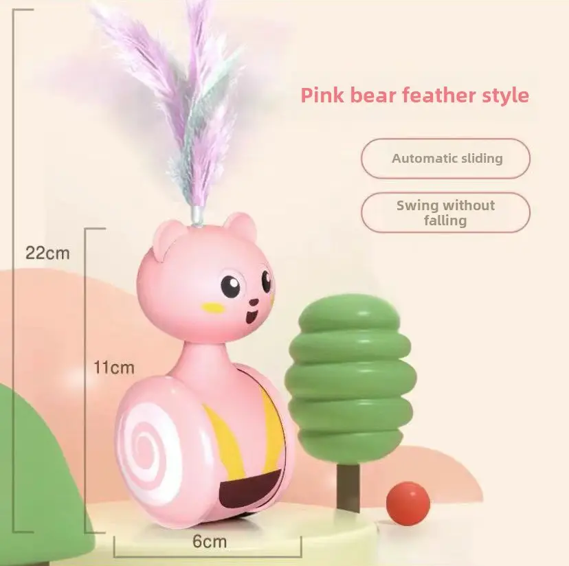 Pink Feather Cat Sticks with Ball Head - Image 3