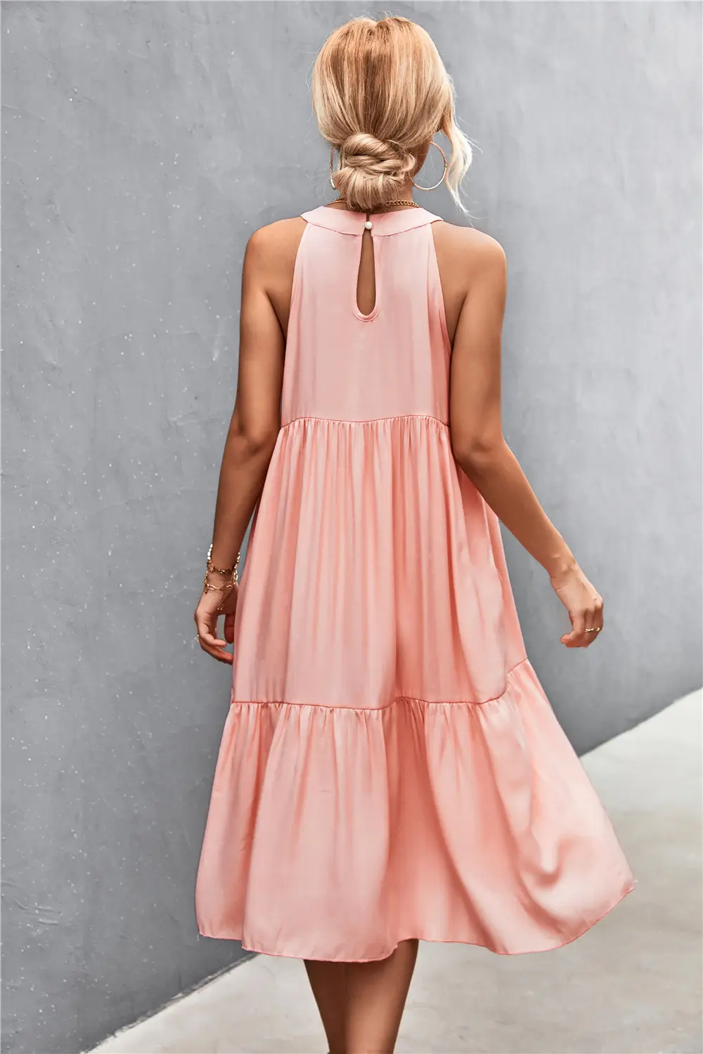 Pink Halter Stitching Dress for Women Spring Summer Wear — feature 39