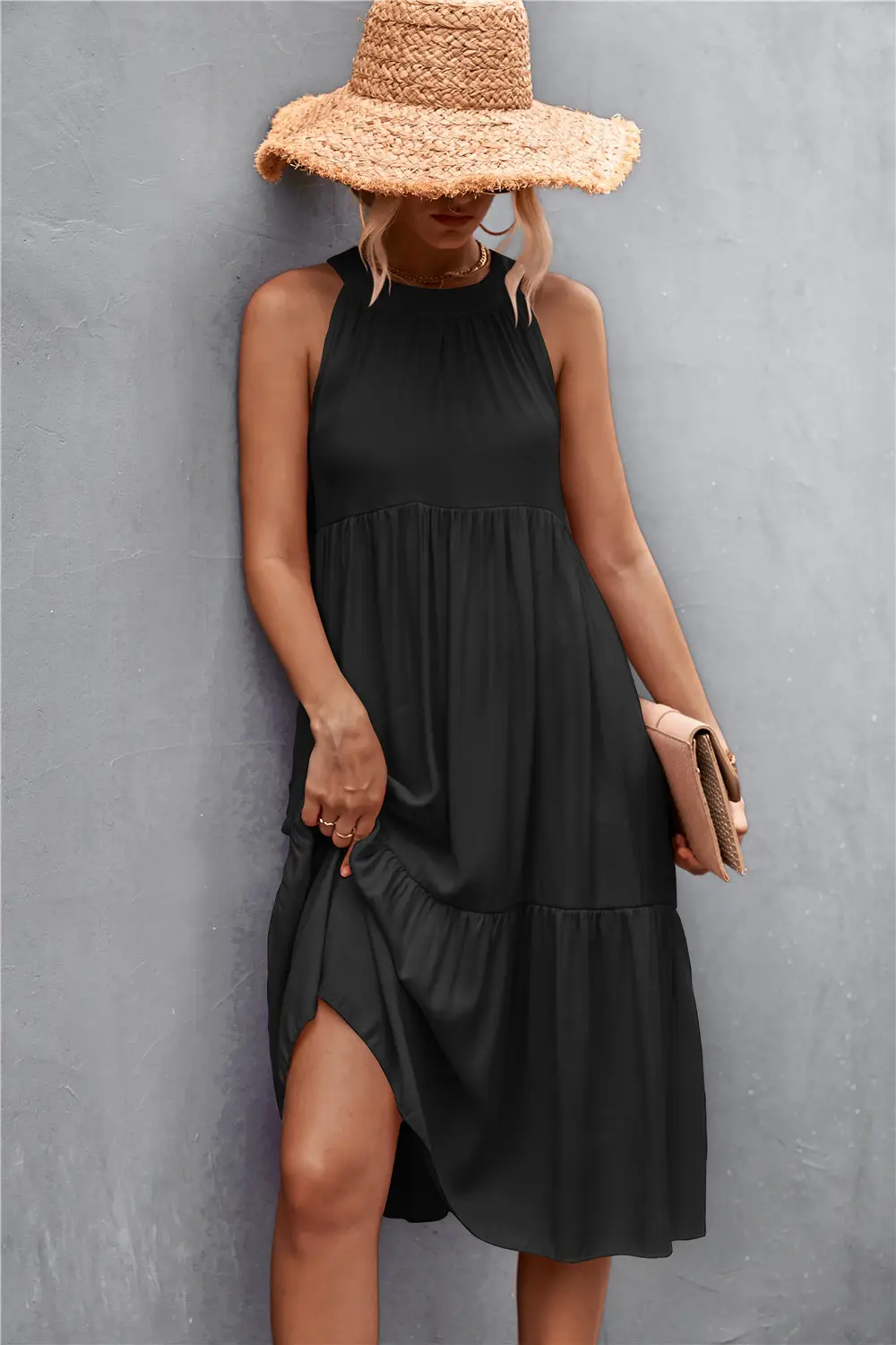 Pink Halter Stitching Dress for Women Spring Summer Wear — feature 40