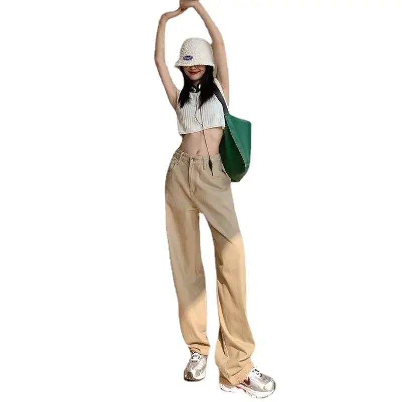 Women Yellow Wide Leg High Waist Jeans 2022 - Image 9