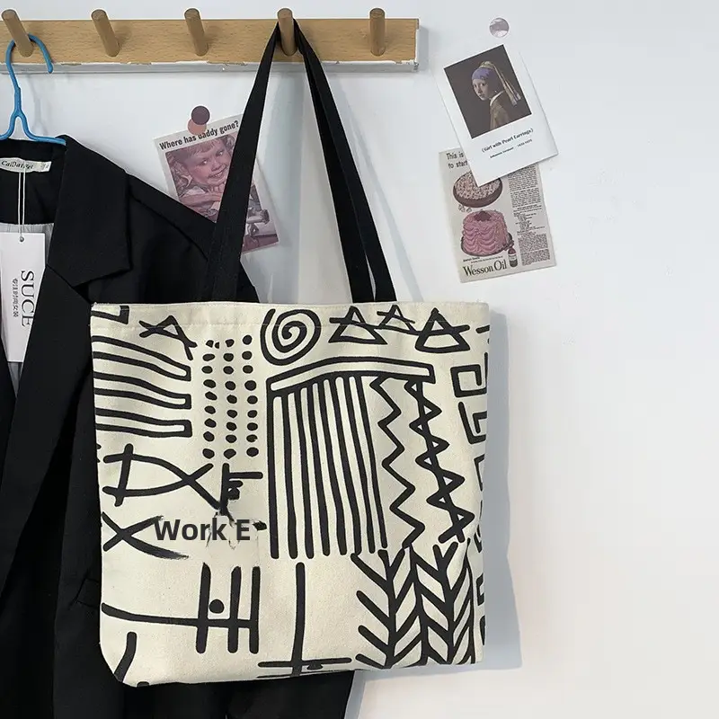 Canvas Striped Shoulder Bag for Women College Students - Image 2