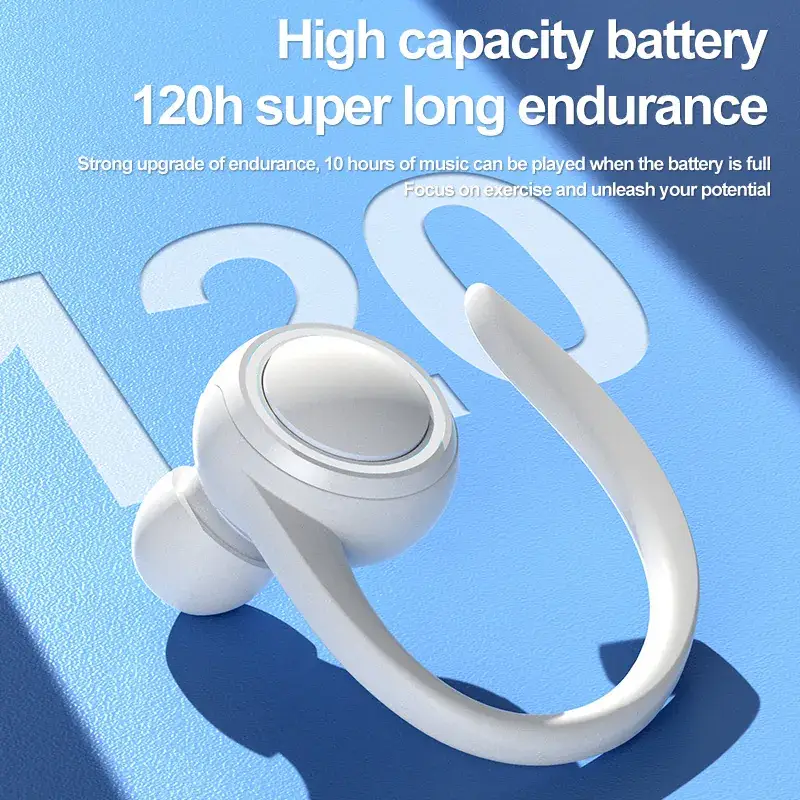 White Bluetooth Ear-Hanging Headset for Sports Running - Image 6