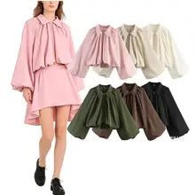 Feather Decorated Satin Shirt Women + Pink Trousers 2022 Spring New Retro Western Style Fashion Suit — feature 11