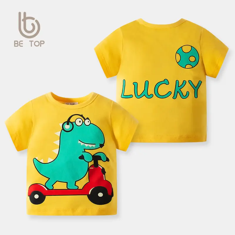 Cotton Boys T-Shirt Lucky Dinosaur Print - Image 2