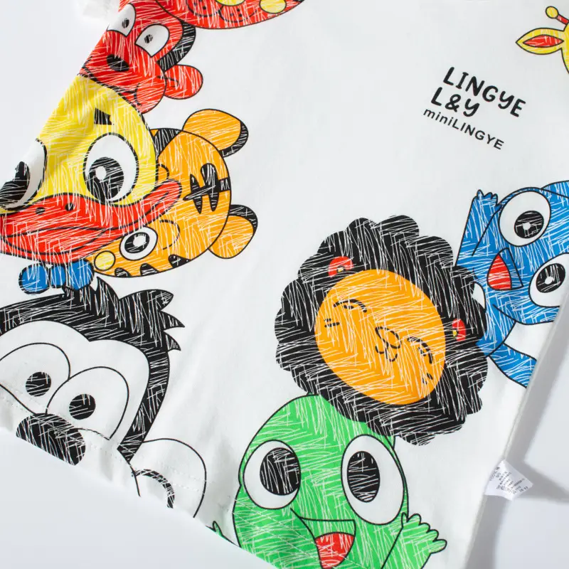 Kids Cartoon T-Shirt White Short Sleeve Korean Boys - Image 3