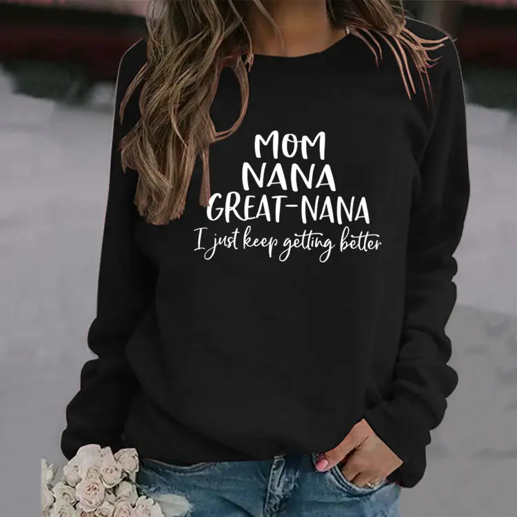 Mom Nana Great Nana Sweatshirt Green Long Sleeve - Image 17