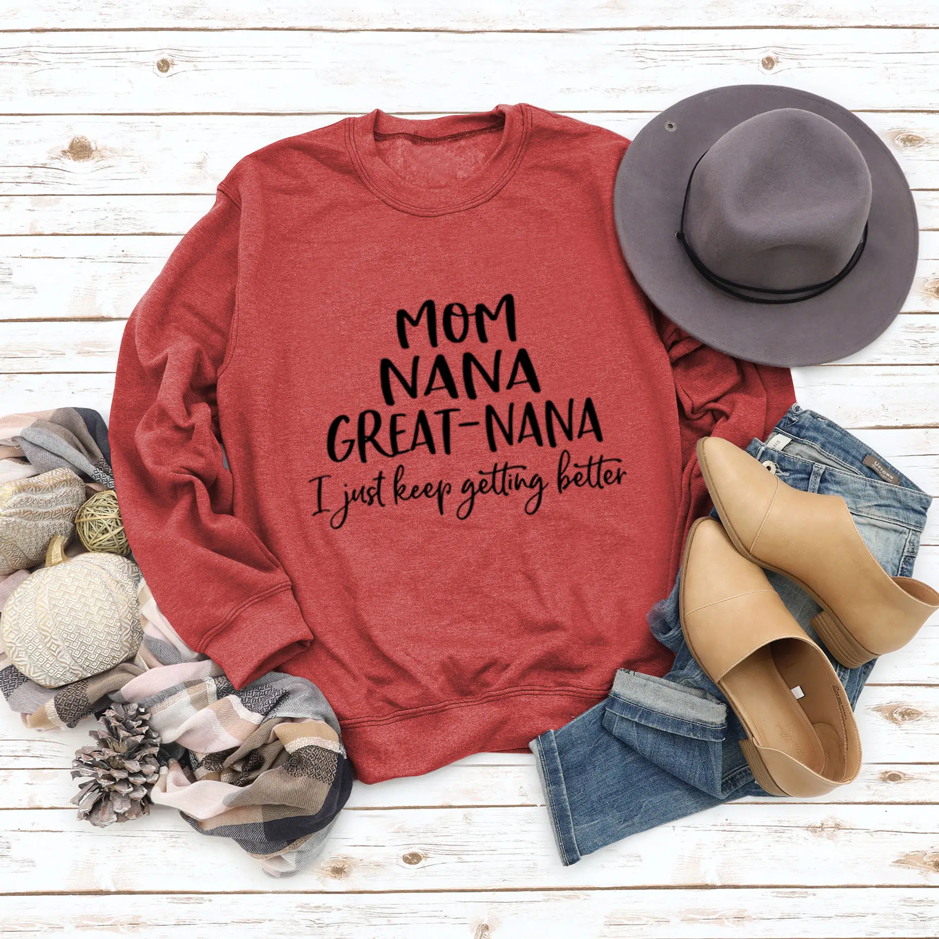 Mom Nana Great Nana Sweatshirt Green Long Sleeve - Image 11