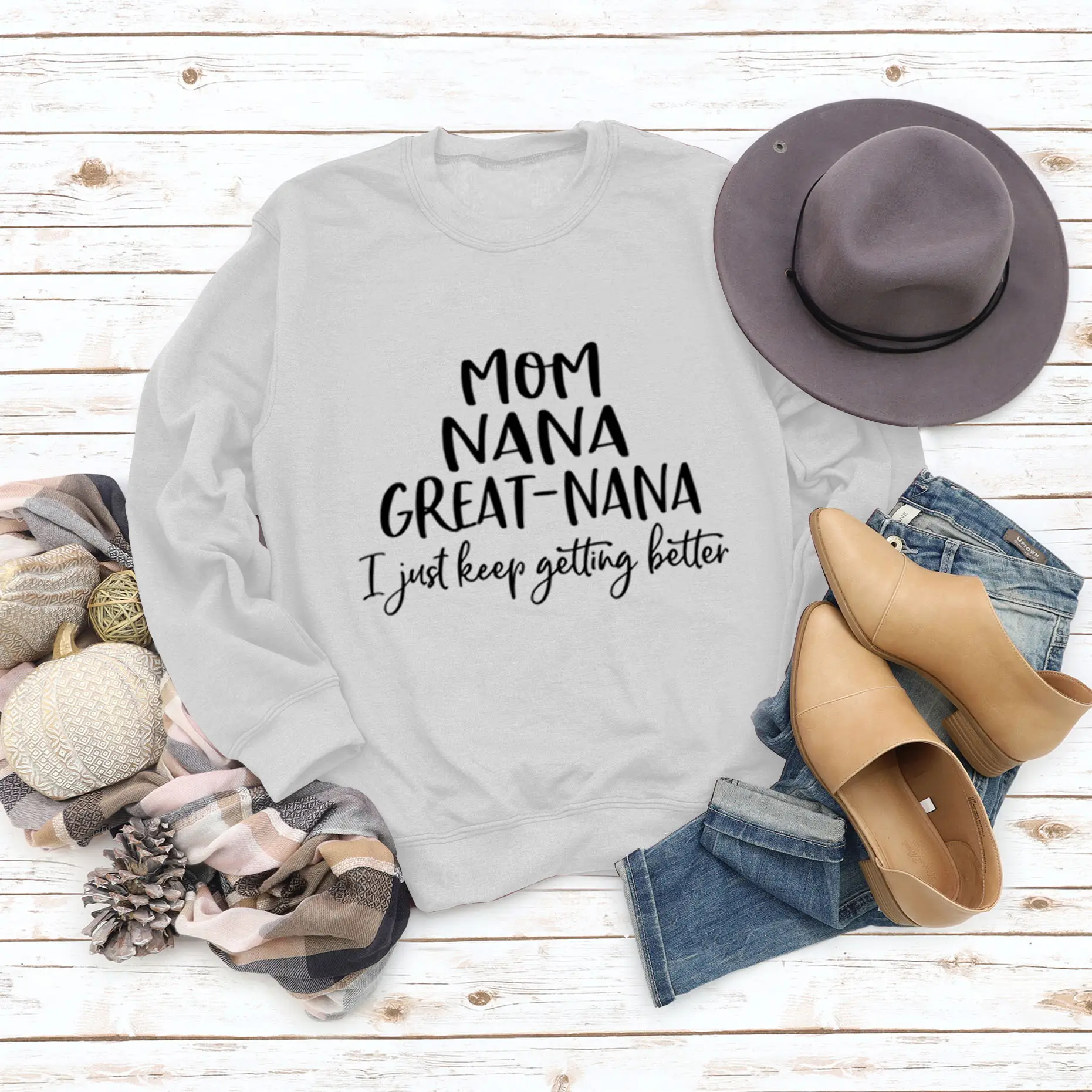 Mom Nana Great Nana Sweatshirt Green Long Sleeve - Image 2