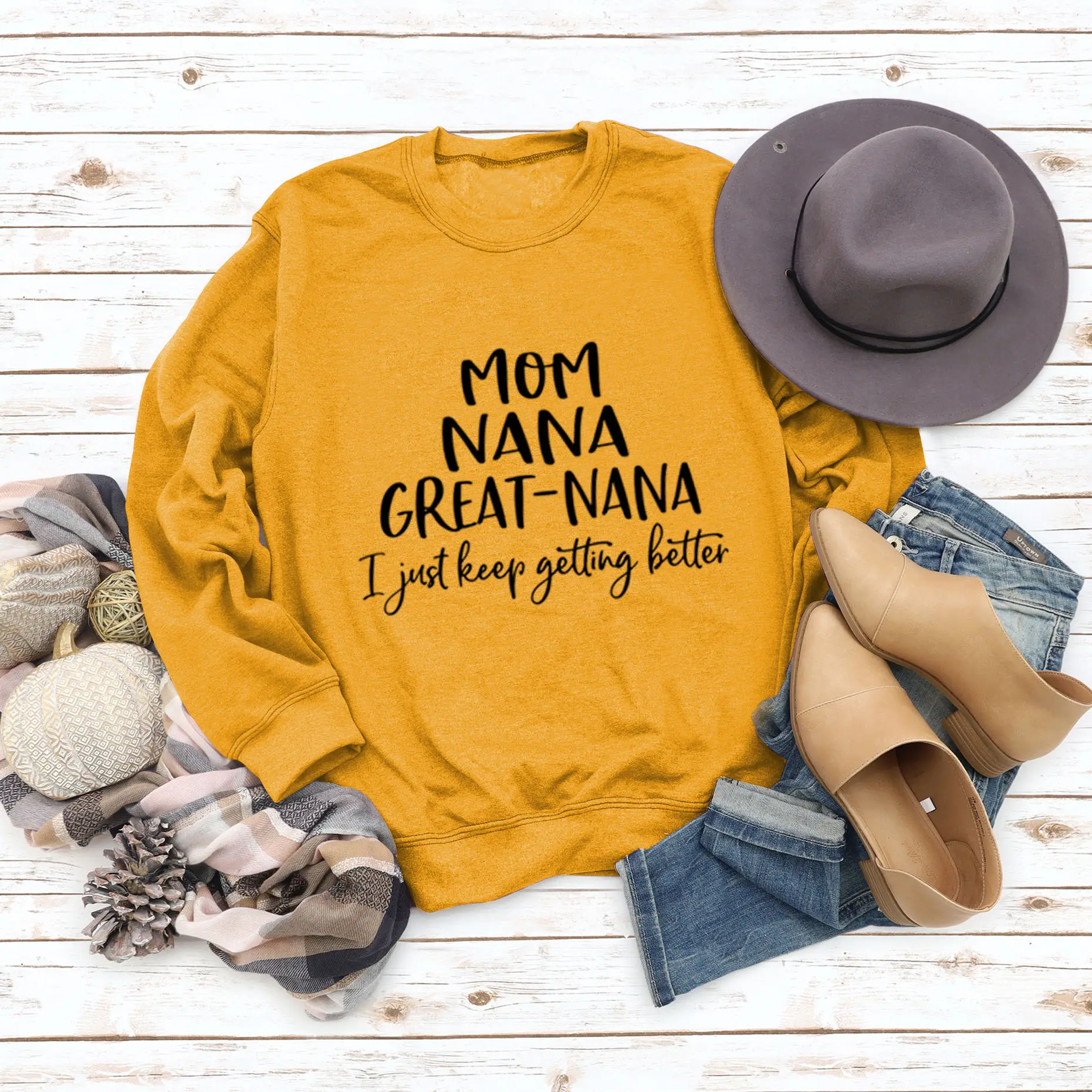 Mom Nana Great Nana Sweatshirt Green Long Sleeve - Image 4