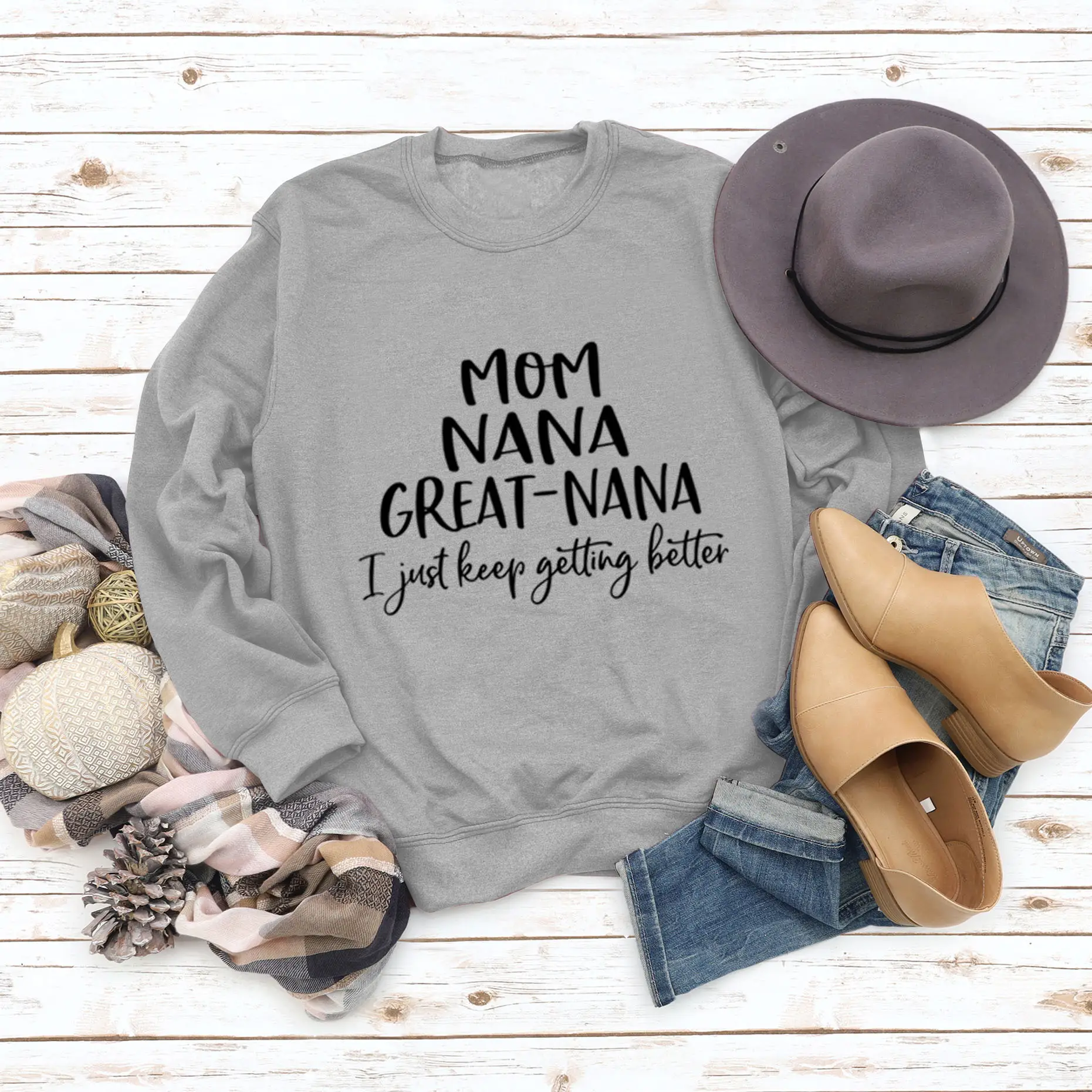 Mom Nana Great Nana Sweatshirt Green Long Sleeve - Image 5