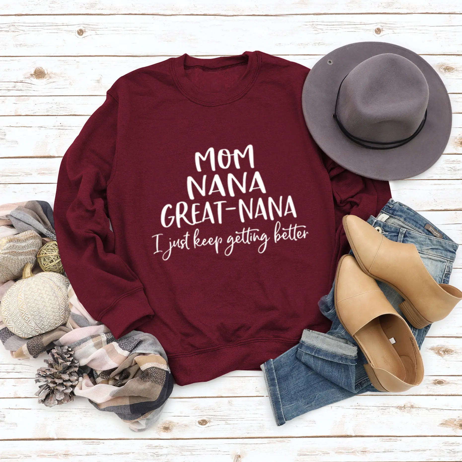 Mom Nana Great Nana Sweatshirt Green Long Sleeve - Image 6