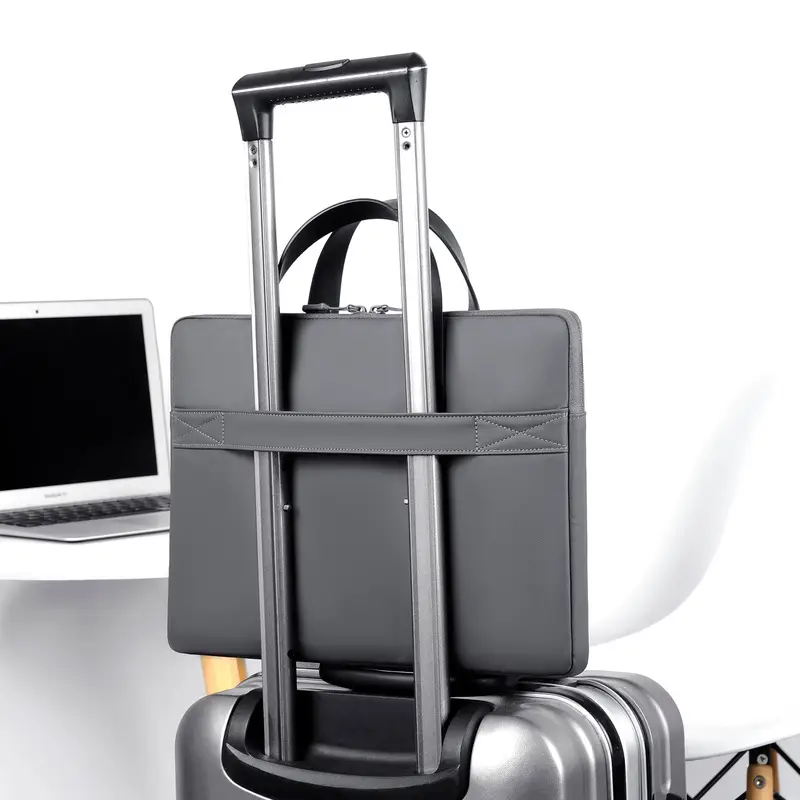 Ultra-Thin Leather Laptop Bag 14" Tablet Sleeve Grey - Image 8
