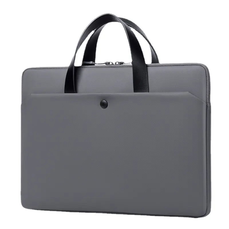 Ultra-Thin Leather Laptop Bag 14" Tablet Sleeve Grey - Image 11