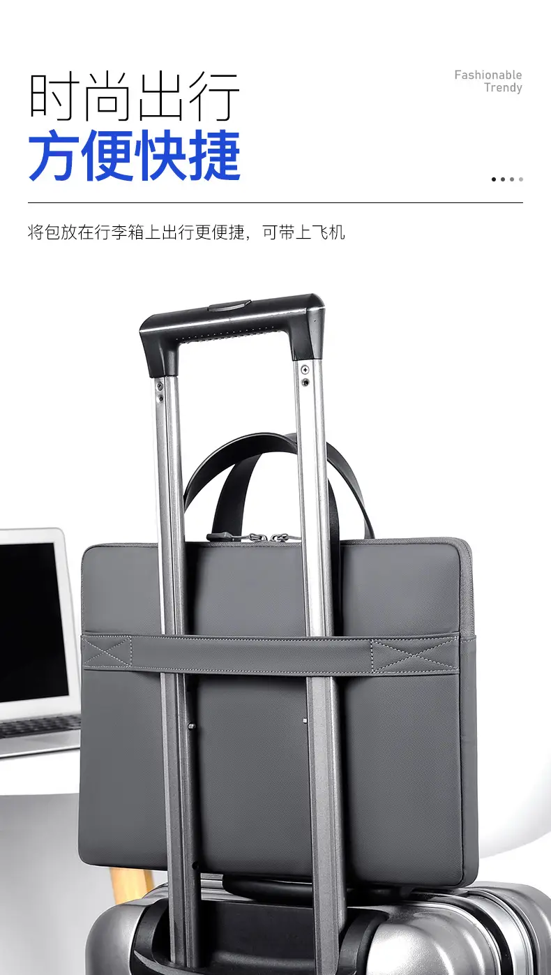 Ultra-Thin Leather Laptop Bag 14" Tablet Sleeve Grey — feature 10