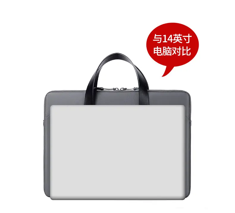 Ultra-Thin Leather Laptop Bag 14" Tablet Sleeve Grey — feature 12