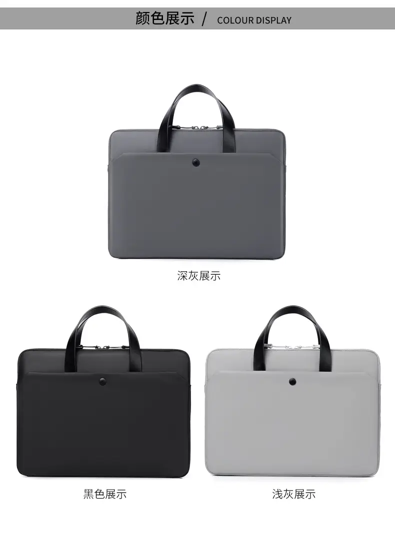 Ultra-Thin Leather Laptop Bag 14" Tablet Sleeve Grey — feature 13