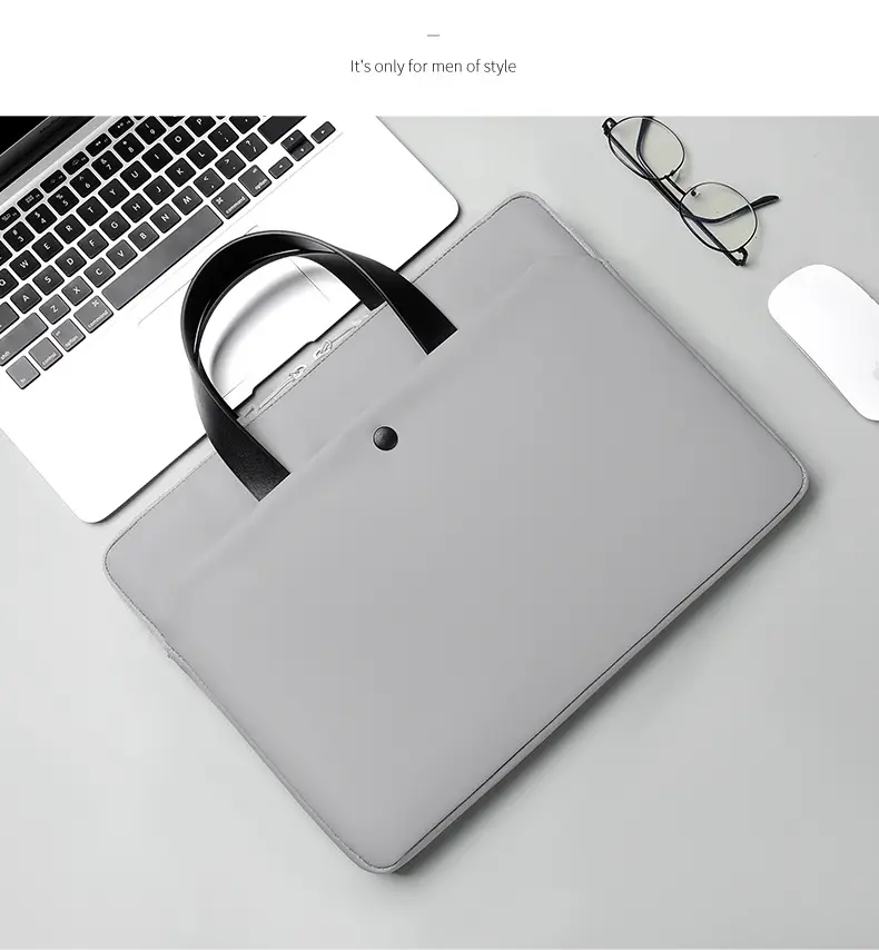Ultra-Thin Leather Laptop Bag 14" Tablet Sleeve Grey — feature 15