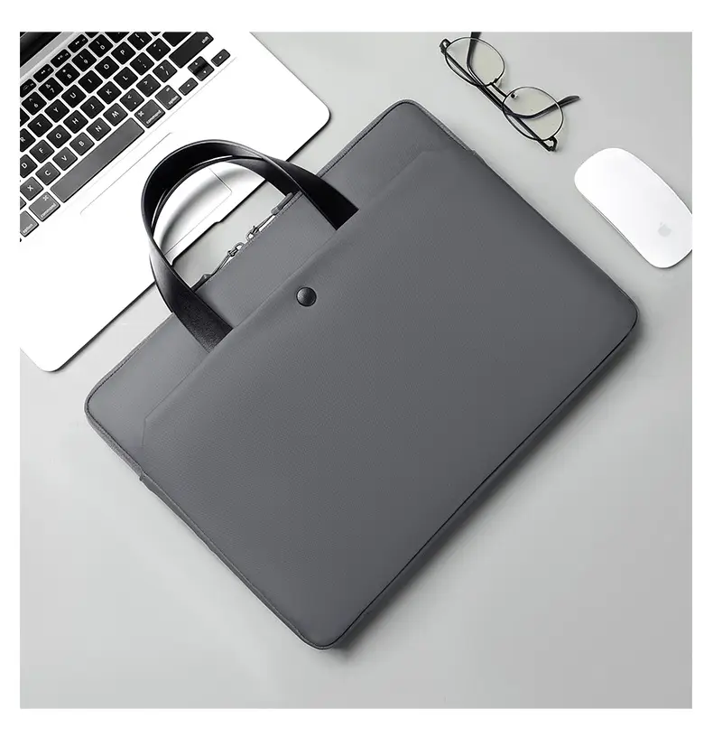 Ultra-Thin Leather Laptop Bag 14" Tablet Sleeve Grey — feature 16