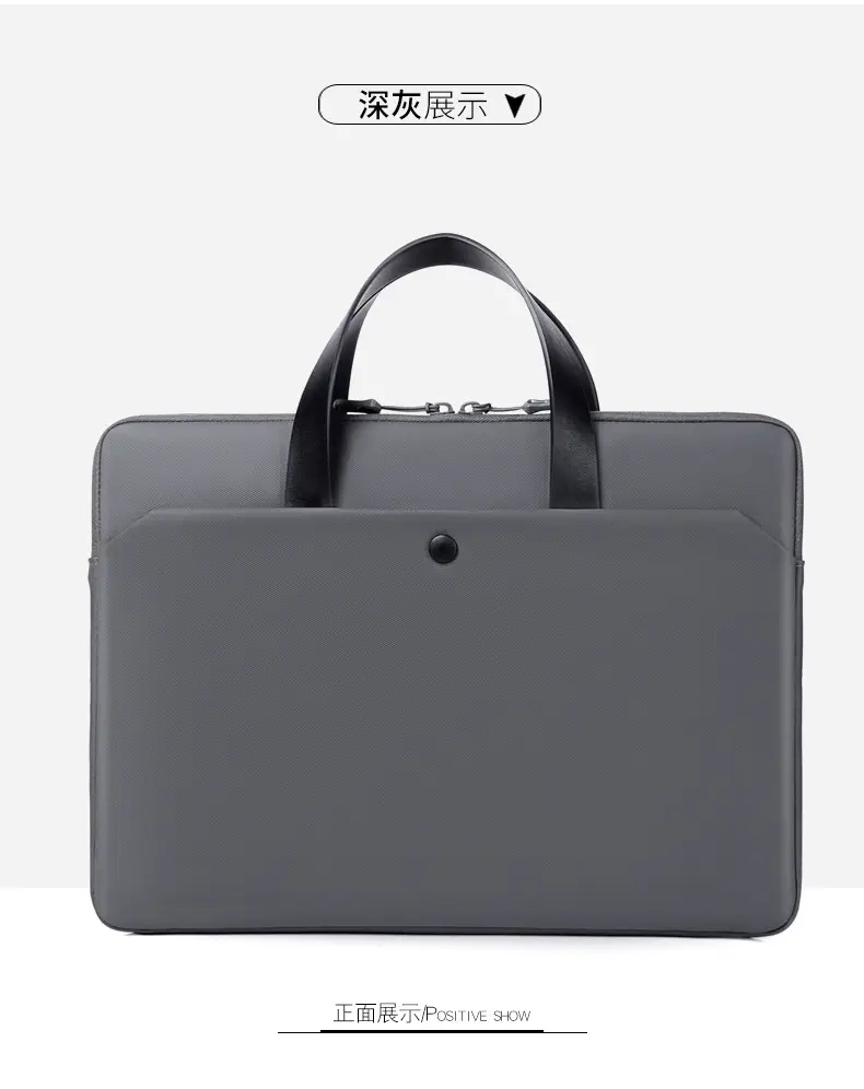 Ultra-Thin Leather Laptop Bag 14" Tablet Sleeve Grey — feature 20