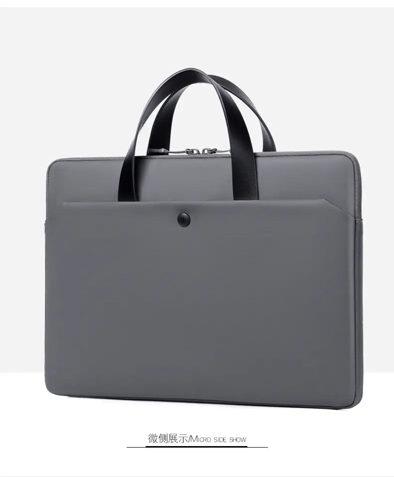 Ultra-Thin Leather Laptop Bag 14" Tablet Sleeve Grey — feature 21
