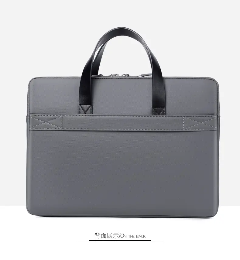 Ultra-Thin Leather Laptop Bag 14" Tablet Sleeve Grey — feature 23