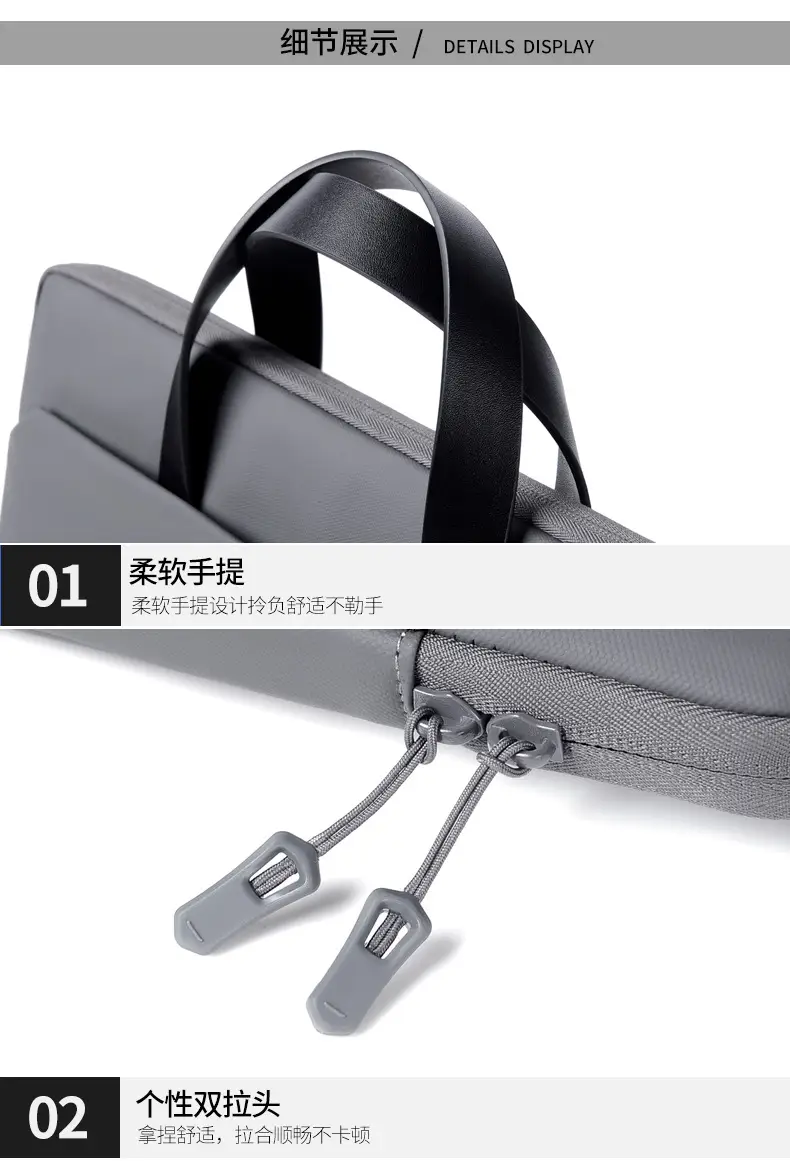 Ultra-Thin Leather Laptop Bag 14" Tablet Sleeve Grey — feature 25