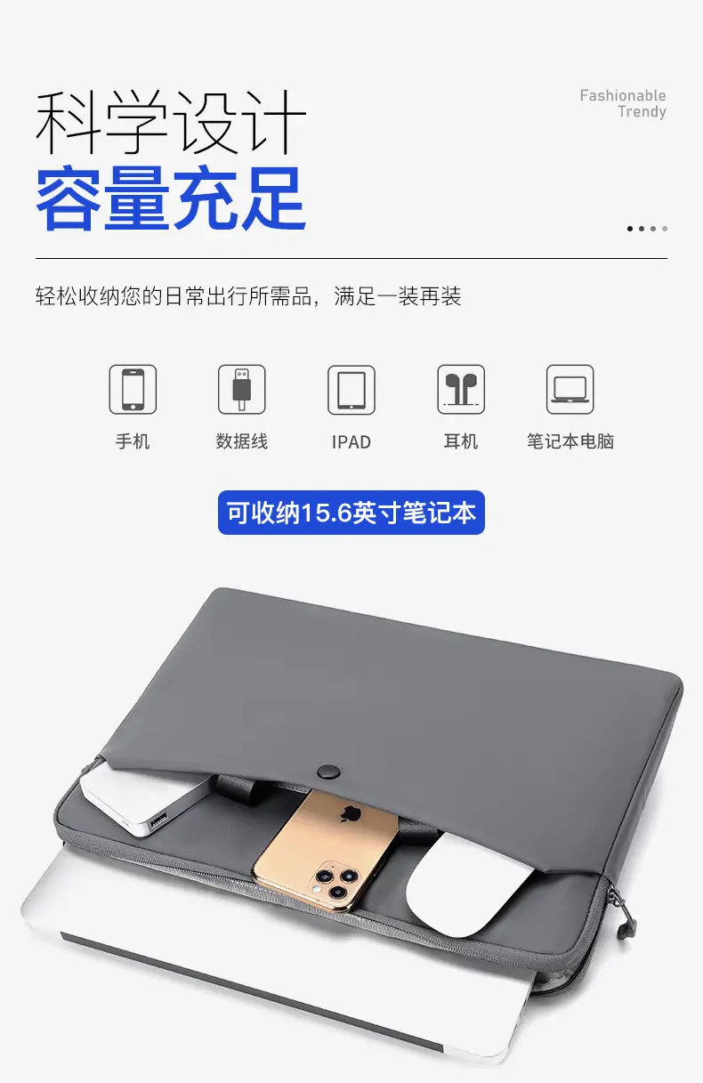 Ultra-Thin Leather Laptop Bag 14" Tablet Sleeve Grey — feature 6