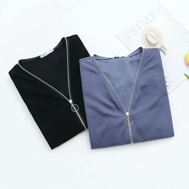 150kg Plus Size V-Neck Zipper Dress Blue - Image 6