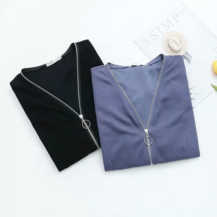 150kg Plus Size V-Neck Zipper Dress Blue — feature 3