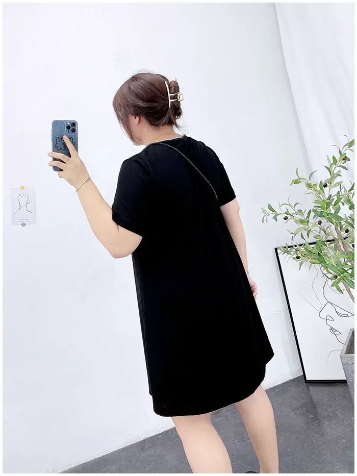 150kg Plus Size V-Neck Zipper Dress Blue — feature 9